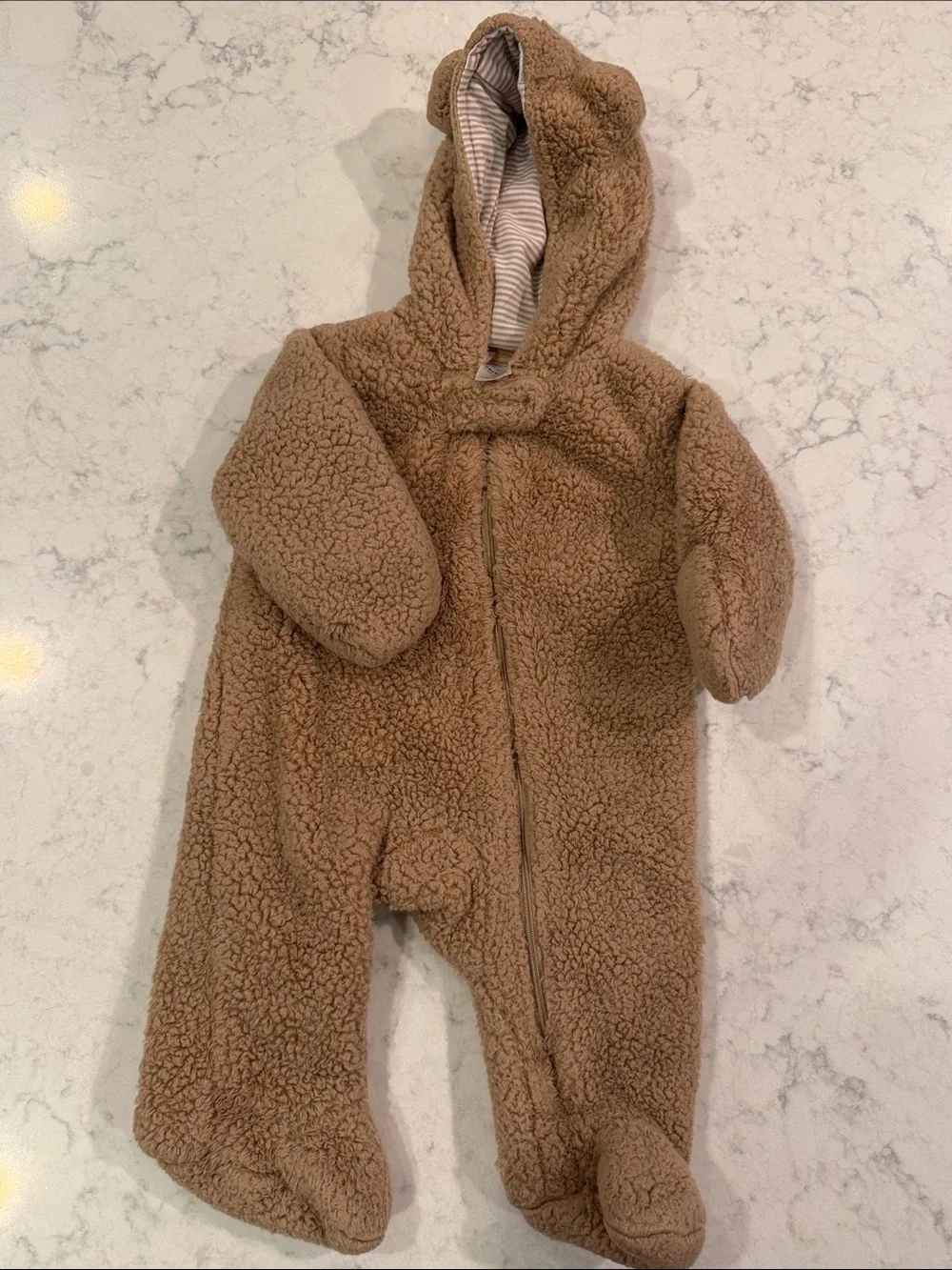3 month holiday wear including Cozy Brown Sherpa Footed One-Piece